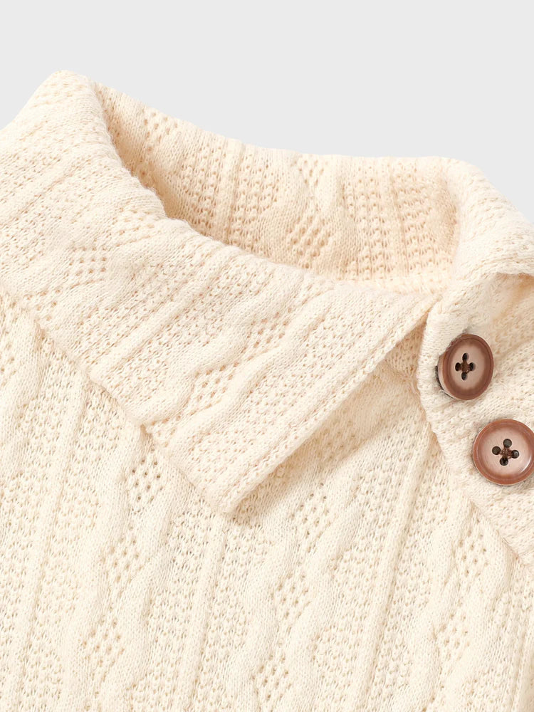 Baby Girl Solid Color Button Lapel Dress/Skirt Apricot