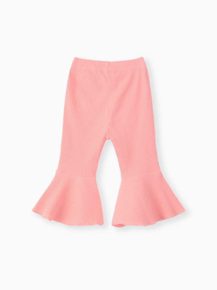 Baby Girl Solid Basic Ribbed Pants Pink