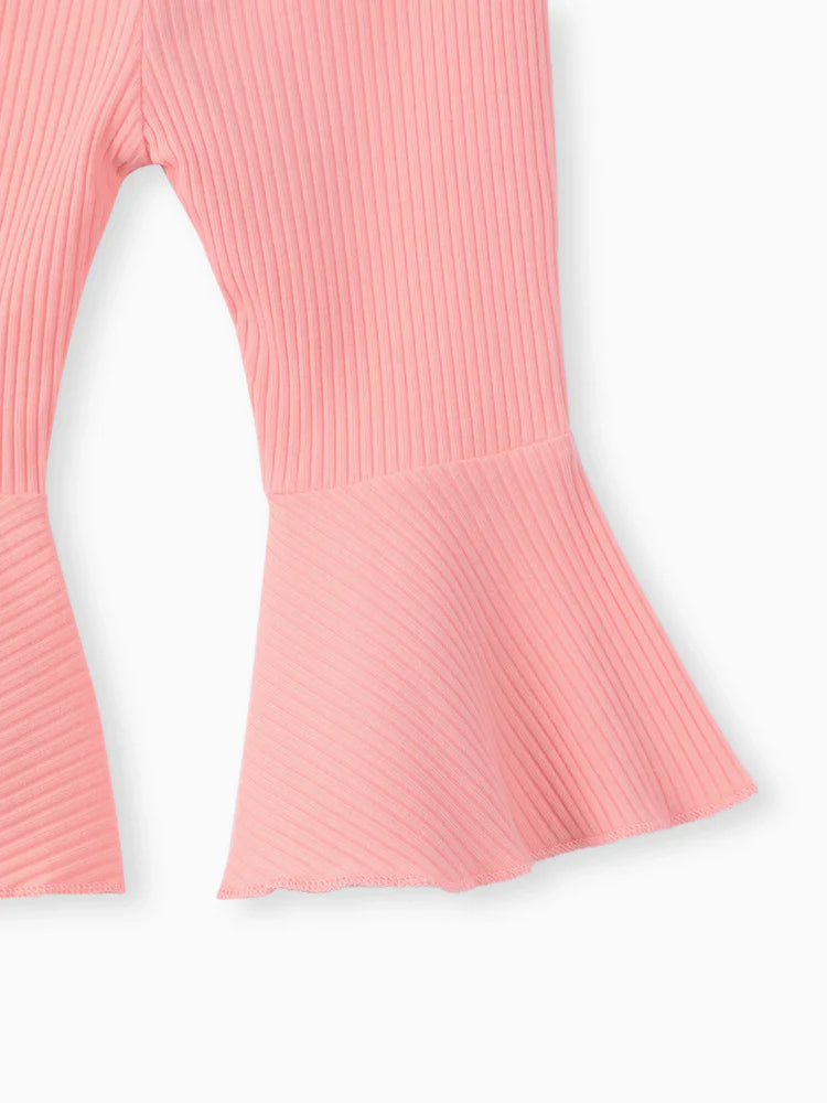 Baby Girl Solid Basic Ribbed Pants Pink