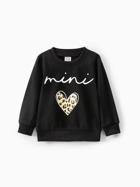 Letters & Heart Print Long-sleeve Sweatshirt