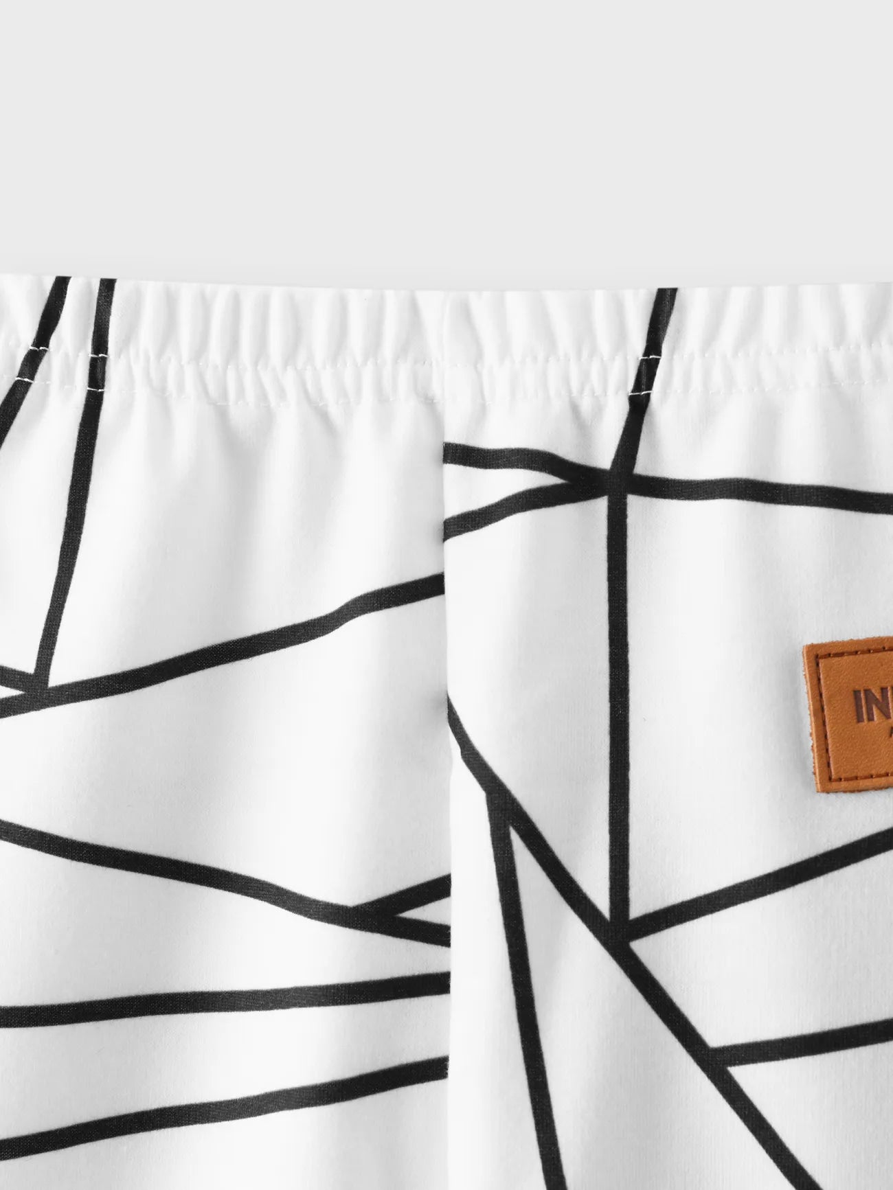 Leather Patch Baby Boy Design Geometric Print Pants