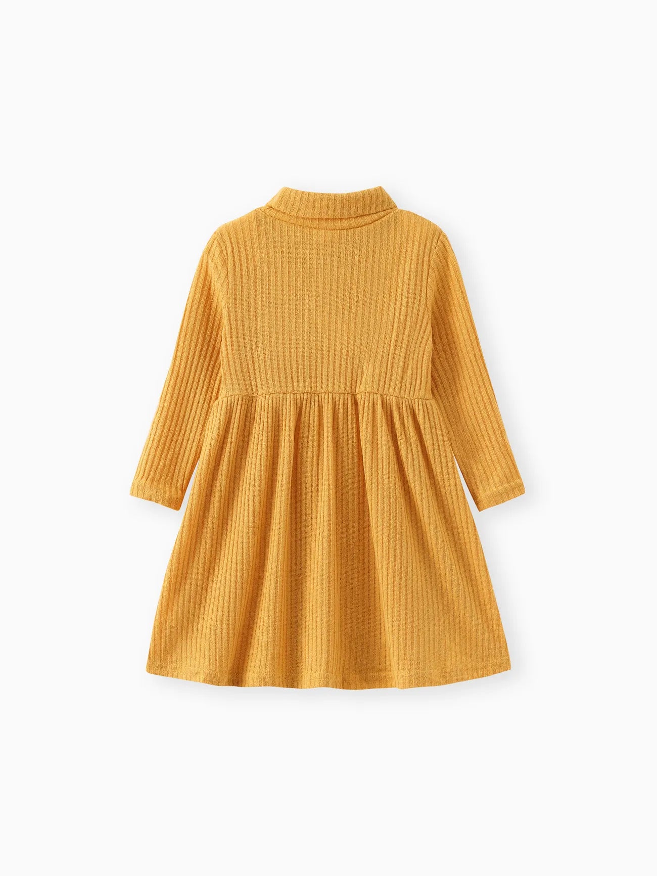 winter Girl Turtleneck Solid Color Ribbed Long-sleeve Dress
