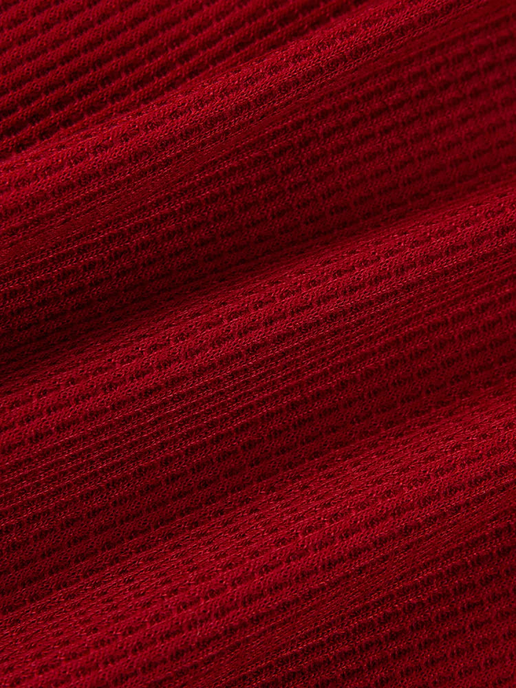 Boy/Girl Rainbow Pattern Waffle Long-sleeve Pullover Sweatshirt Burgundy