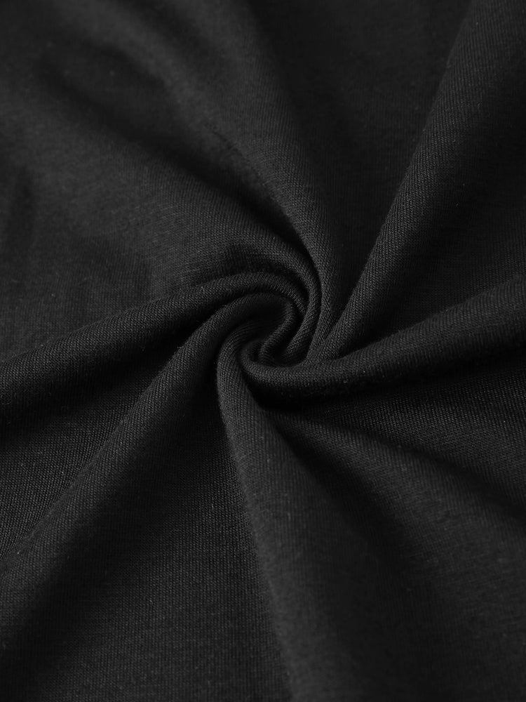 Stripe Splice Chest Pocket Decor Long-sleeve Tee Black