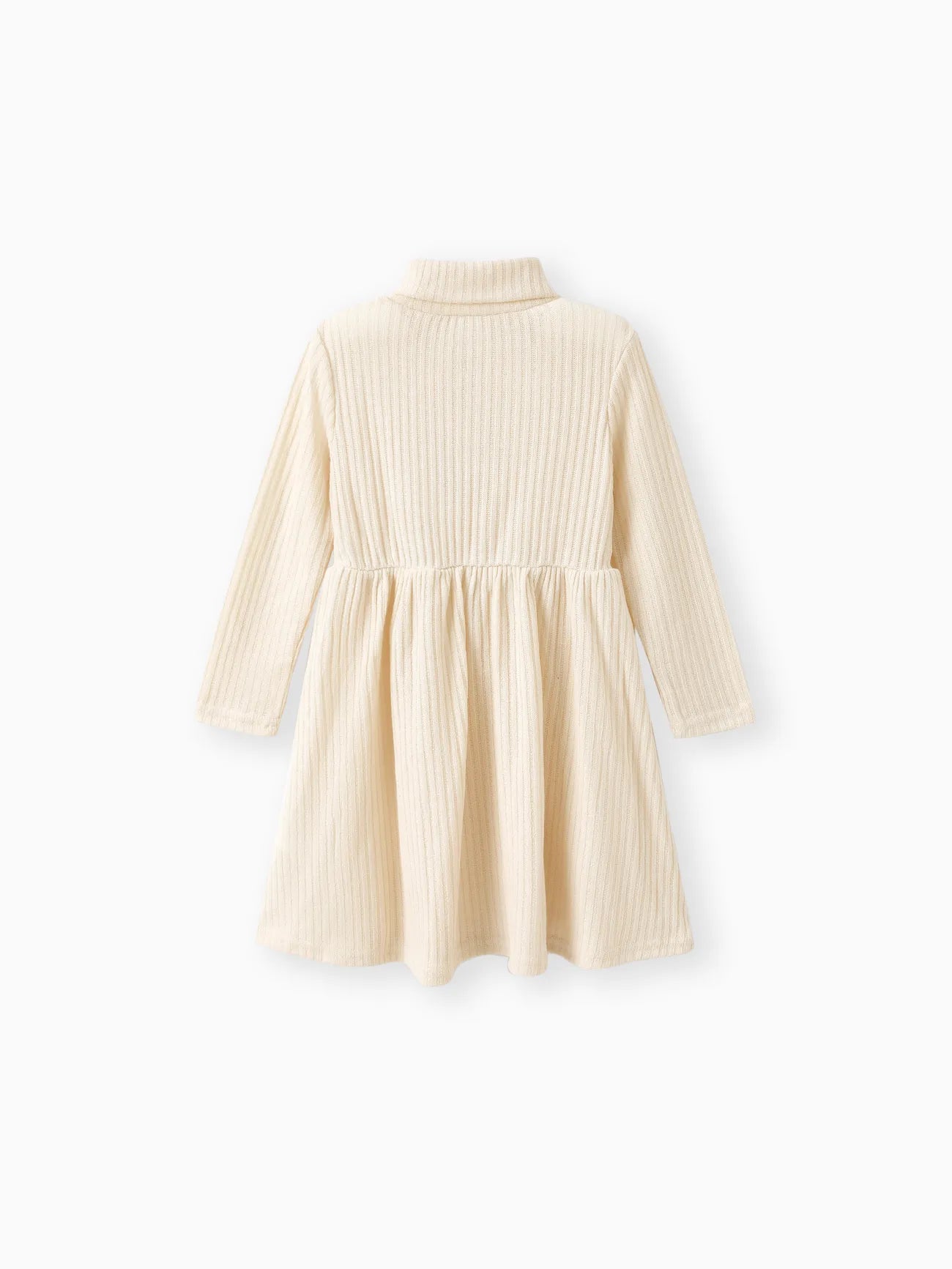 winter Girl Turtleneck Solid Color Ribbed Long-sleeve Dress