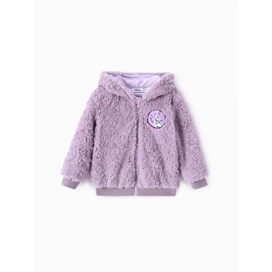 Disney Frozen Elsa & Anna Toddler Girl Coat: Purple Plush Hooded