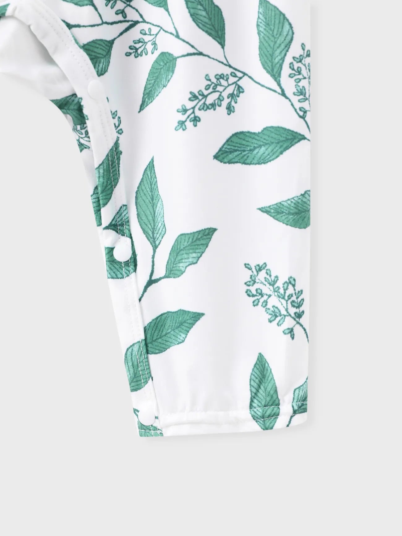 Leaves Print Baby Girl All Over Long-sleeve Snap-up Jumpsuit
