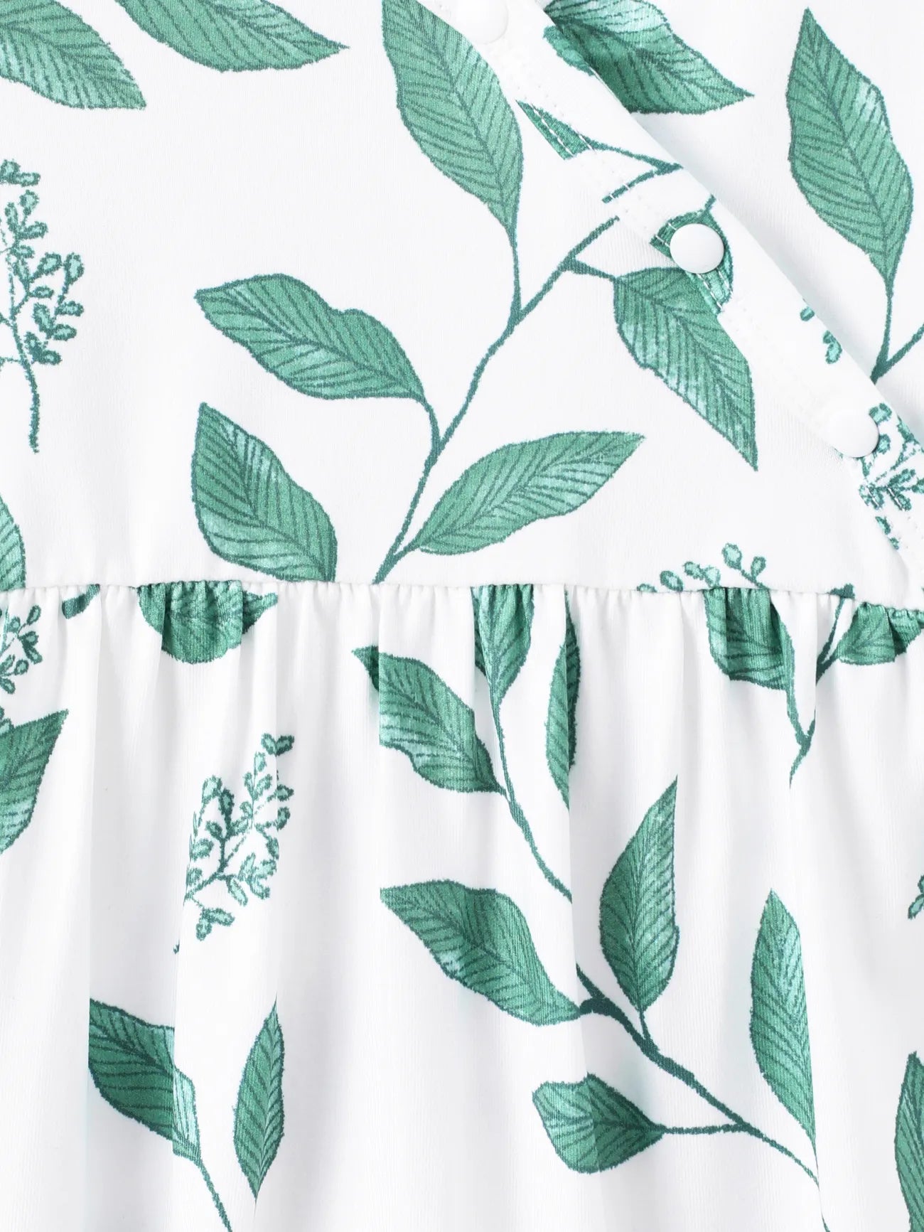 Leaves Print Baby Girl All Over Long-sleeve Snap-up Jumpsuit