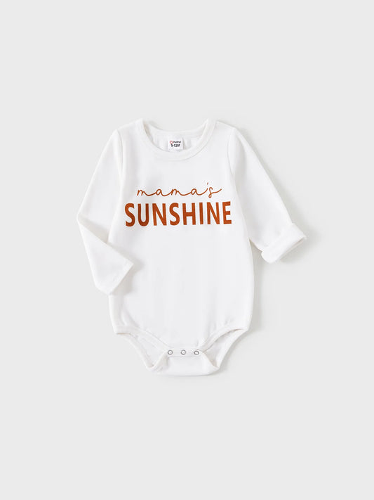 Letter Print Round Neck Long-sleeve Romper