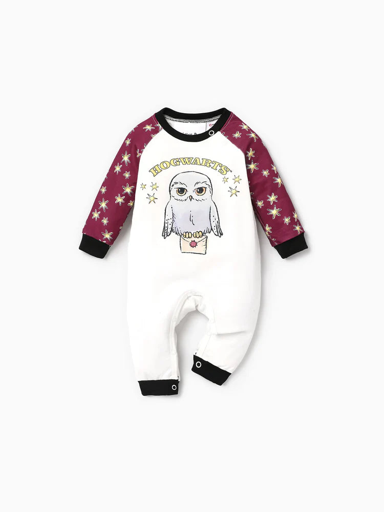 Harry Potter  with Letter & Character Print (Flame resistant) Burgundy Romper