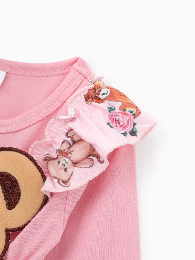 Bear Style Embroidered Floral Jumpsuit Pink