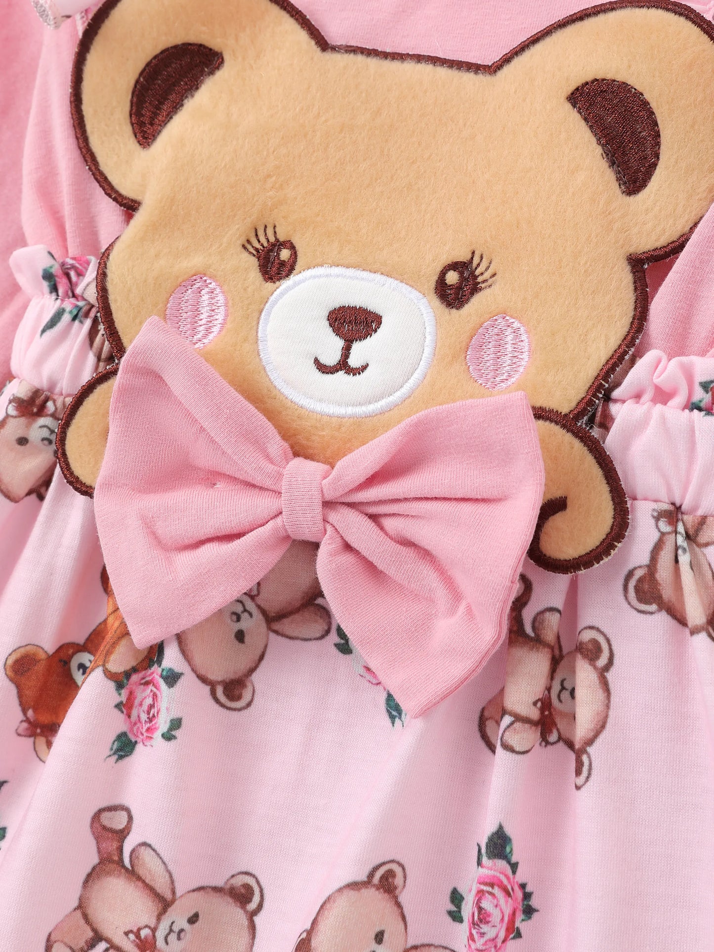 Bear Style Embroidered Floral Jumpsuit Pink