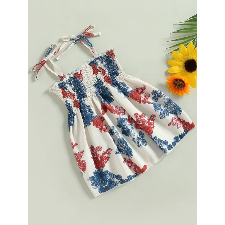 Baby Cotton Sweet Sunflower Print Smocked Slip Dress