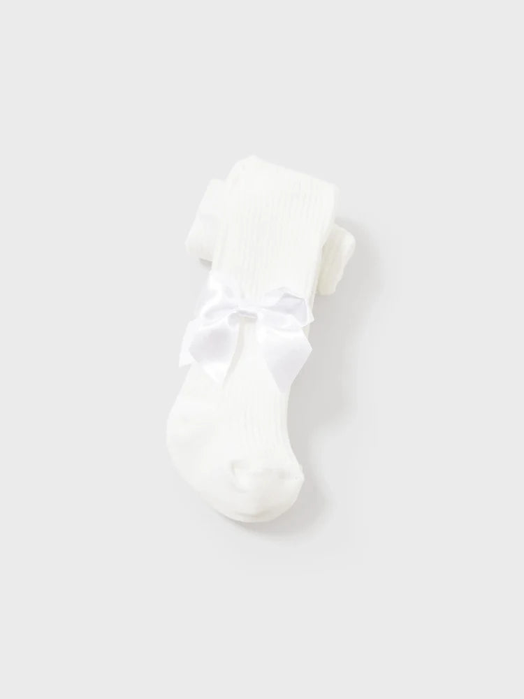 Bowknot Solid Tights White