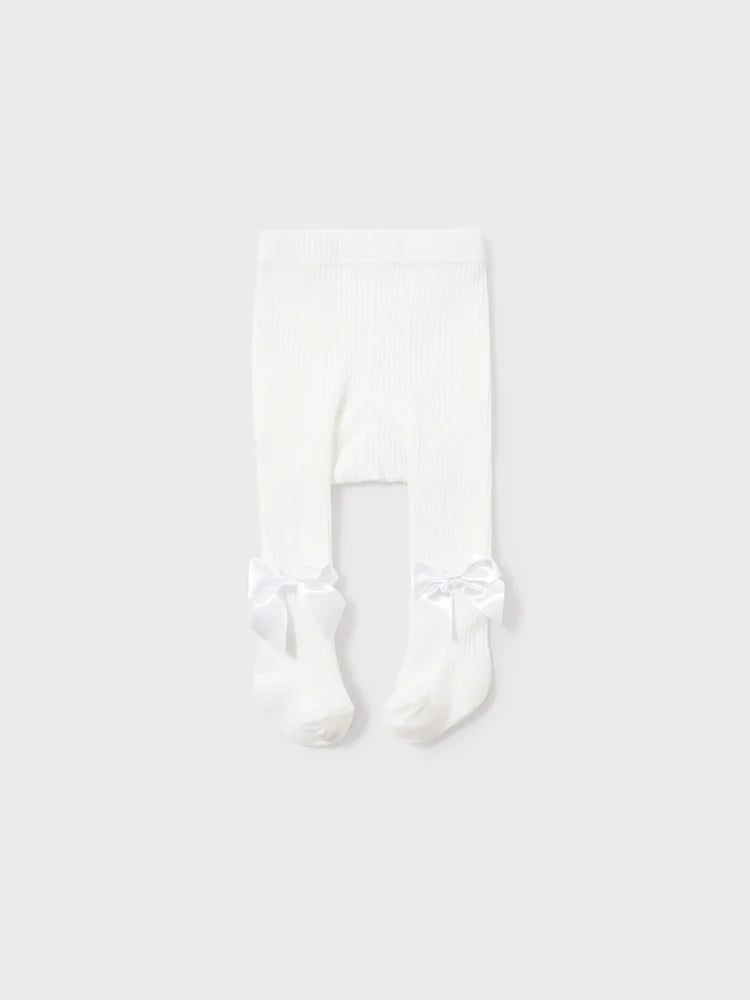 Bowknot Solid Tights White