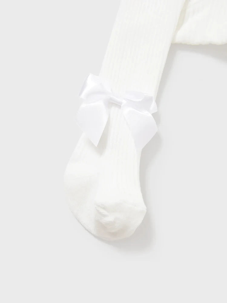 Bowknot Solid Tights White