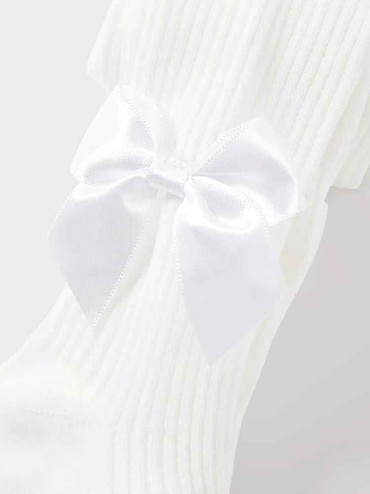 Bowknot Solid Tights White