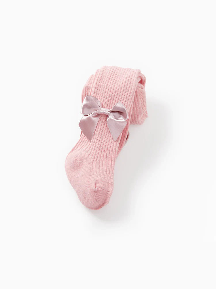 Bowknot Solid Tights Pink