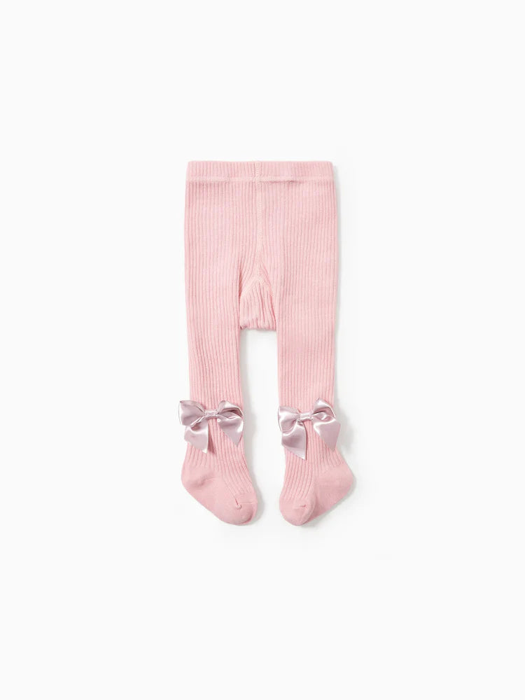 Bowknot Solid Tights Pink
