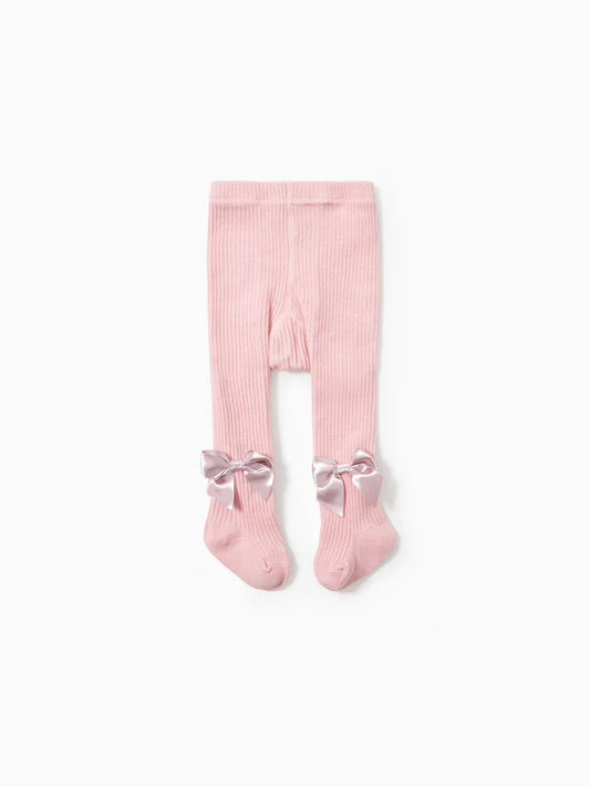 Bowknot Solid Tights Pink