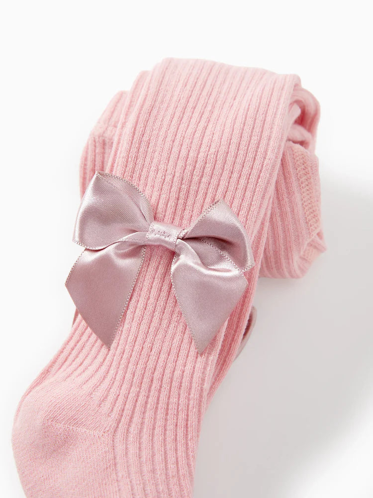 Bowknot Solid Tights Pink