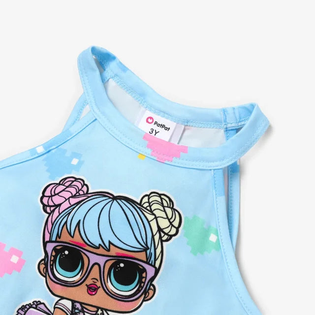 Girl Sleeveless Casual Dress with Round-neck, Blue Girl Outfits