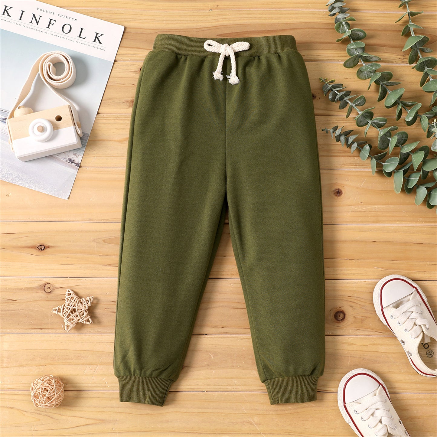 Toddler Boy/Girl Casual Cotton Elasticized Pants Army Green