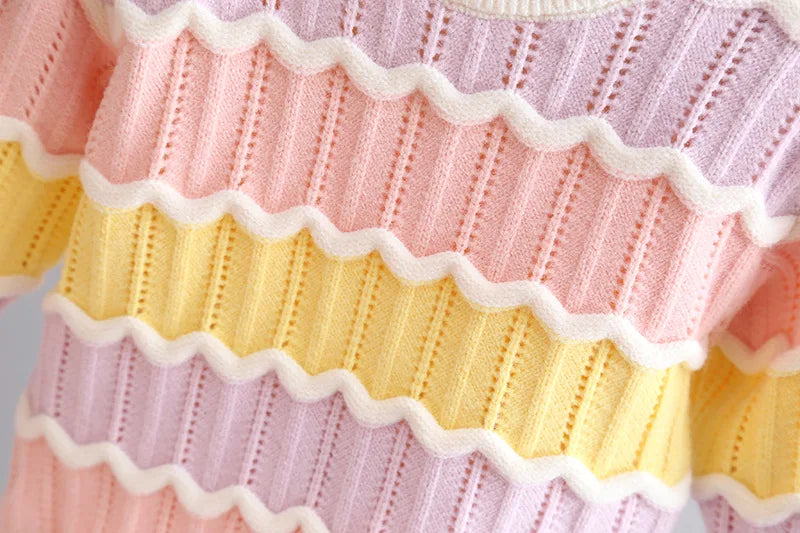 Girls Colorful Stripes Sweater