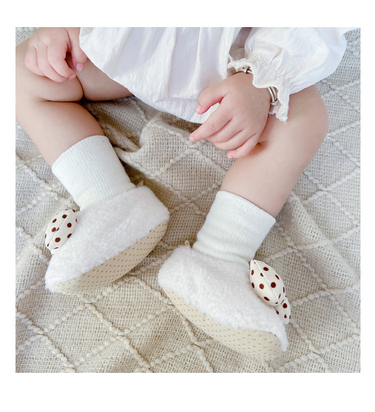 Cartoon Baby Shoes Cut Bow Indoor Baby Girl Warm Shoes -H