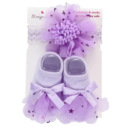 Baby Sock Headband Set purple