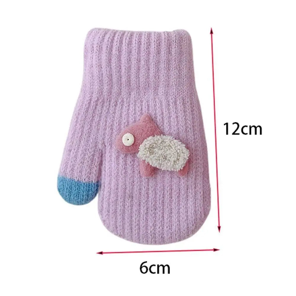 Kids Full Fingers Gloves Double Layer Mittens