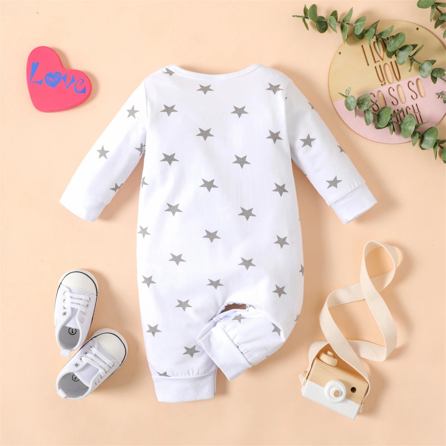 Baby Heart Letter Print Long-sleeve Jumpsuit