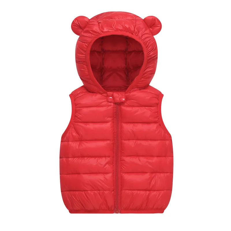 Boys Girls Puffer Down Vest Toddler Sleeveless Jacket Red
