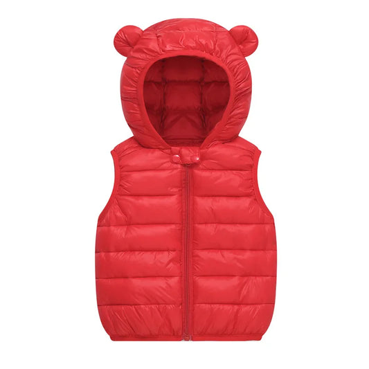 Boys Girls Puffer Down Vest Toddler Sleeveless Jacket Red