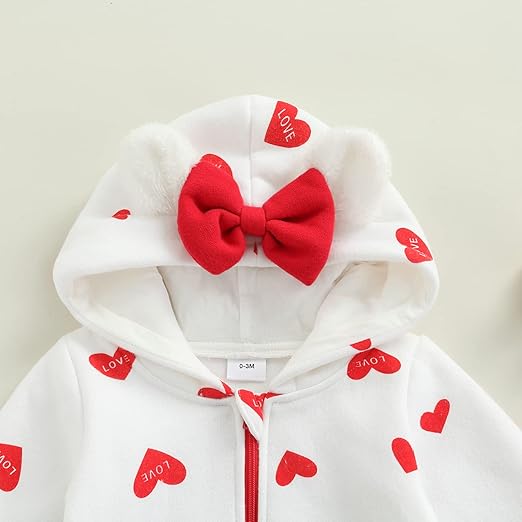 adorable day newborn hooded jumpsuit with hearts pink long