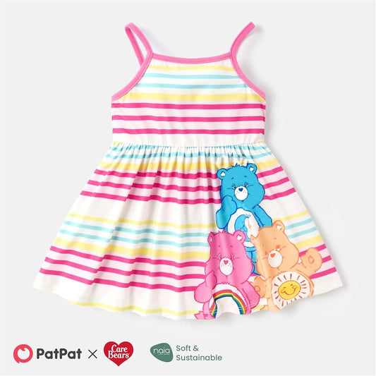 Care Bears Girl Strap Dress Girl A Line Sundress Striped Cami Dress