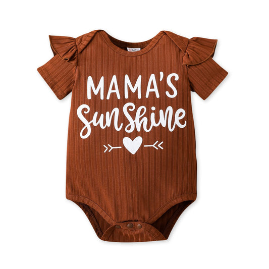 Ruffle Short Sleeve One-Pieces Romper Letter Print