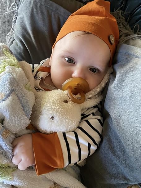 Baby Patterned Long Sleeve T-Shirt, Striped Pants and Hat 3Pcs Set