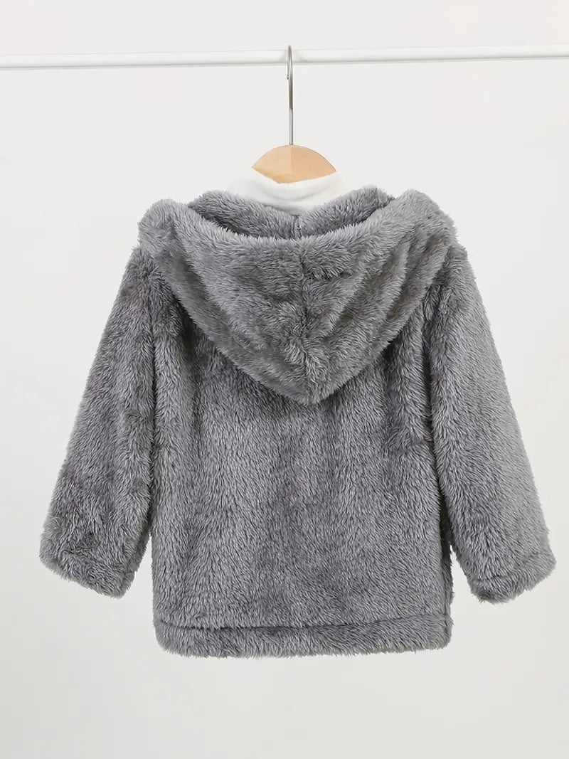 Basic Solid Color Polar Fleece Hooded Coat