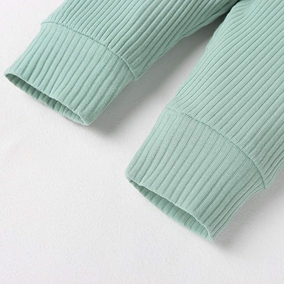 Long Sleeve Solid Color 2 Piece set Light green-S