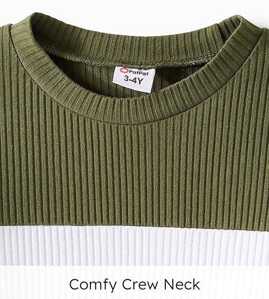 Cotton Long-sleeve Solid Spliced Tee