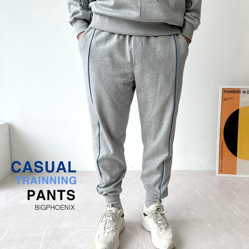 Kids Grey Jogger Pants with Blue Side Stripe Double-Sided Striped Elastic Waist Training Pants Tracksuit Pants Large Size Clothing Couple Pants Jogger Pants