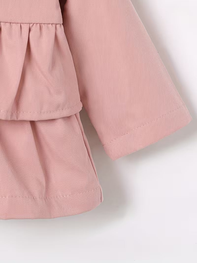 Adorable autumn/winter jacket for little girls: cute long-sleeved button-up coat with layered ruffle trim!