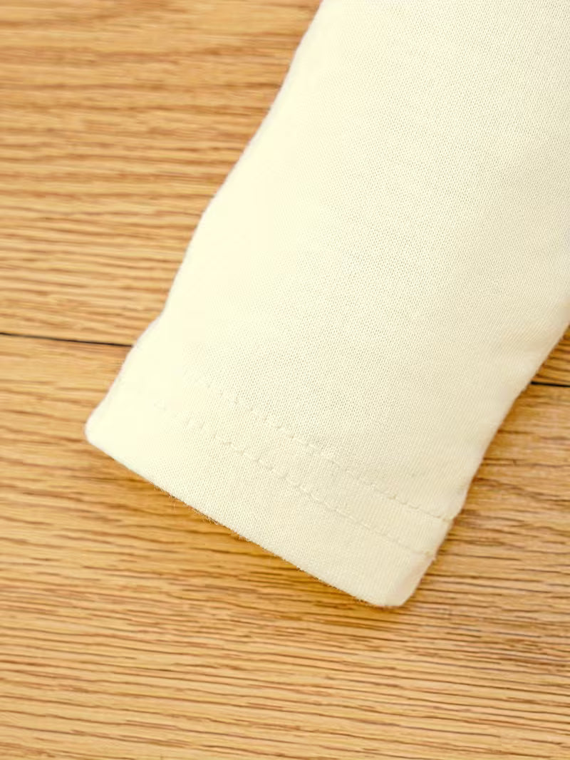 Preppy crew neck long sleeve knit top solid color