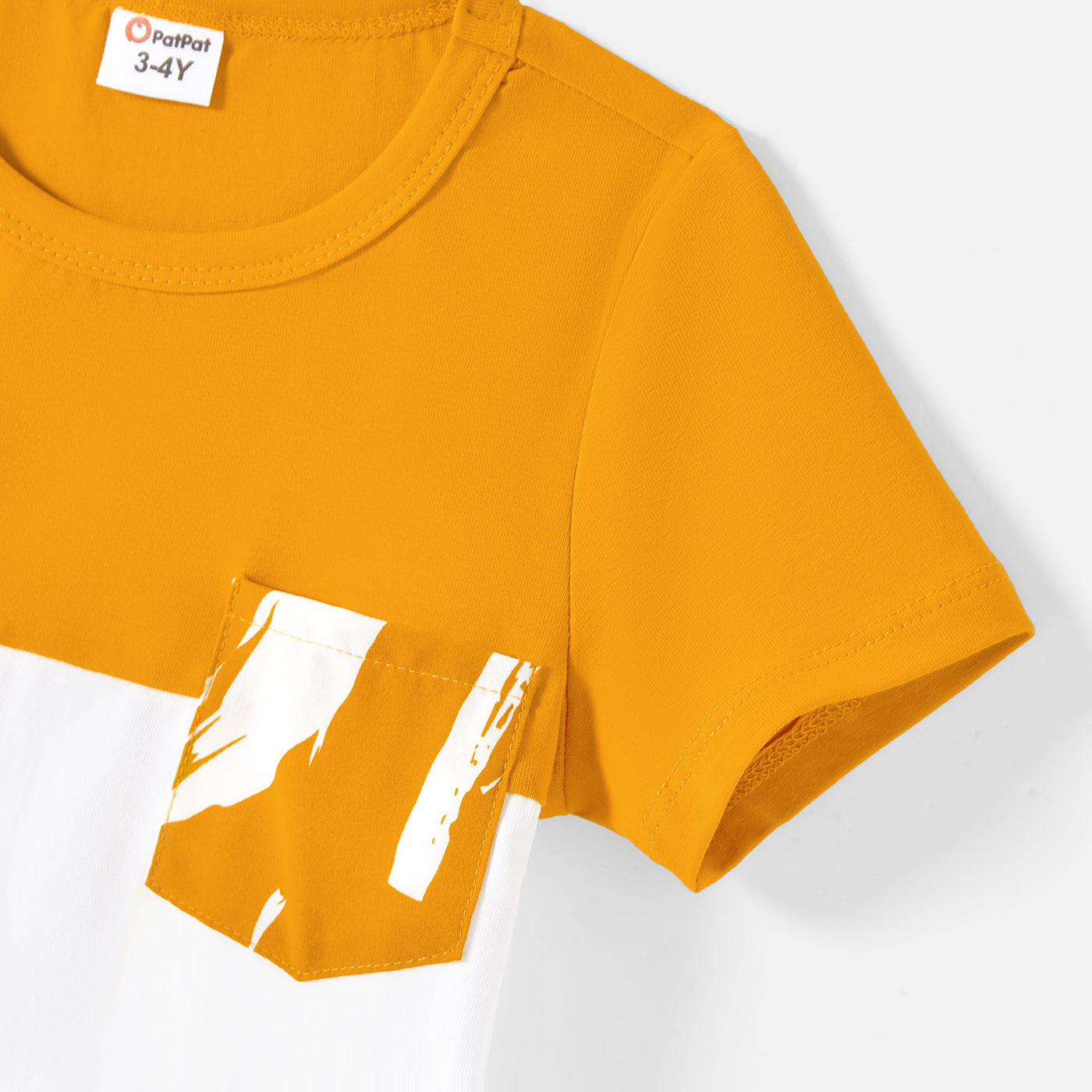 Cotton Short-sleeve Colorblock T-shirt