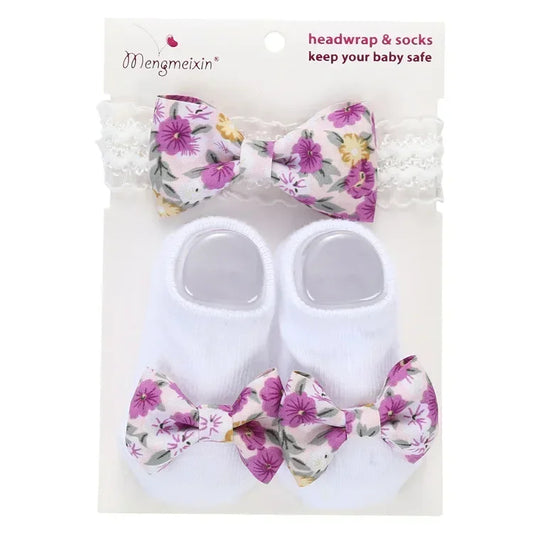 Baby Sock Headband Set Multi white