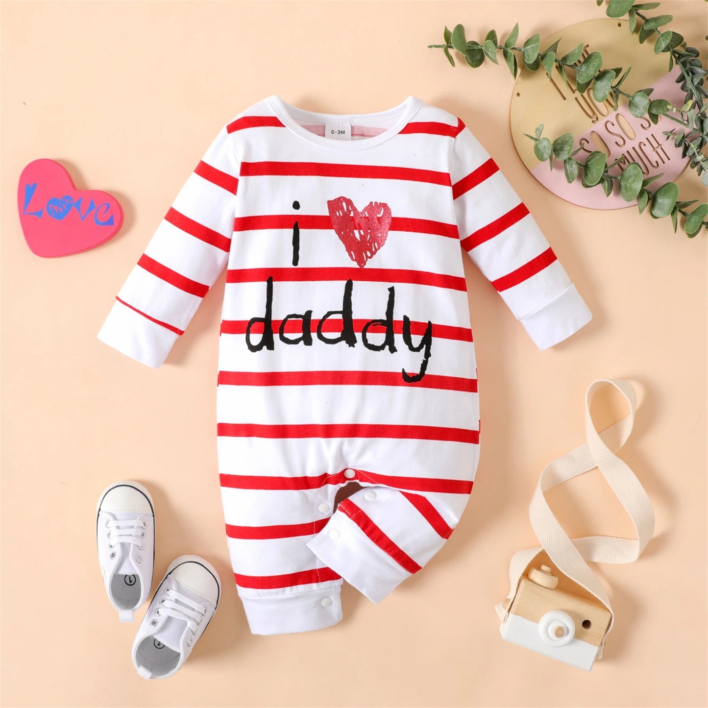 Baby Heart Letter Print Long-sleeve Jumpsuit