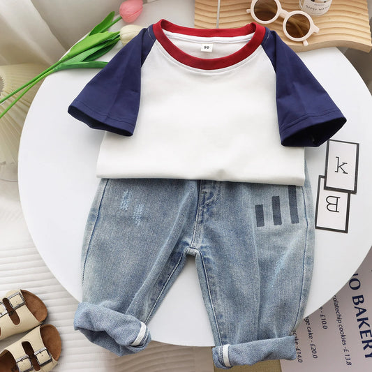 T-shirt Colored Sleeves Cotton