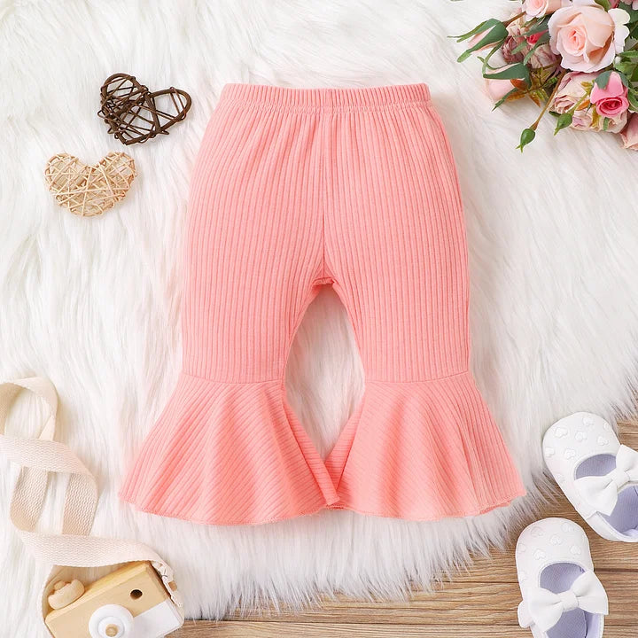 Baby Girl Solid Basic Ribbed Pants Pink