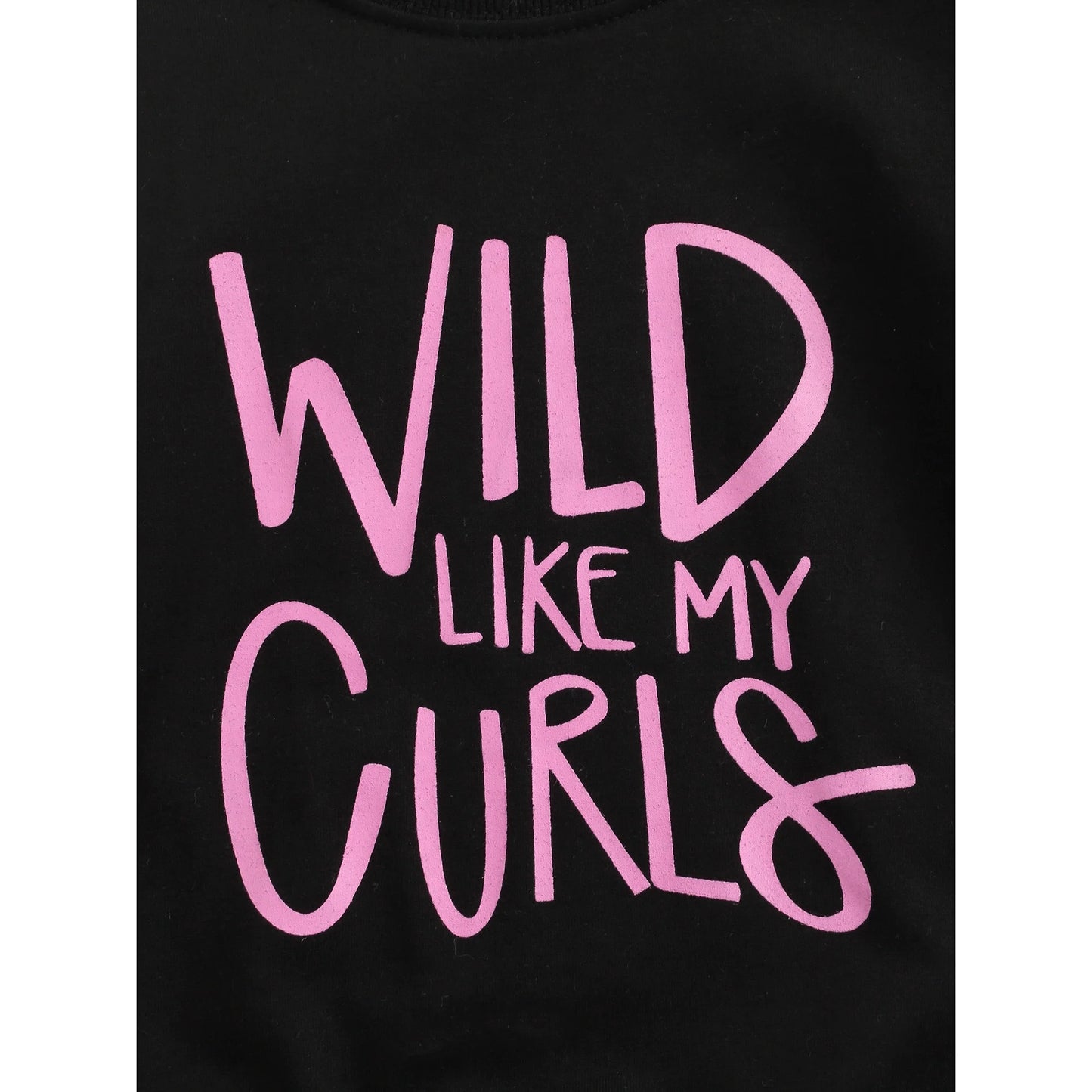 Wlid Like My Curls Letter Printed Pullover Sweatshirt Fall Winter Sweater Tops